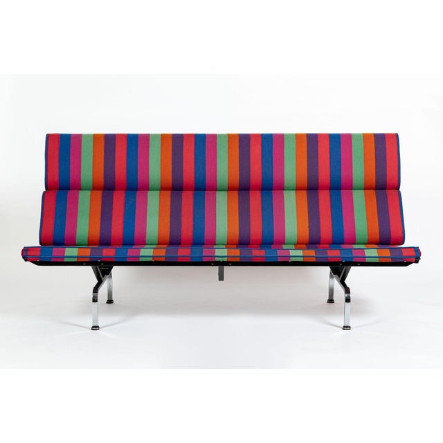 Mid-Century Modern Mid Century Sofa Compact Eames for Herman Miller, Alexander Girard Striped Fabric, 1970s For Sale - Image 3 of 18