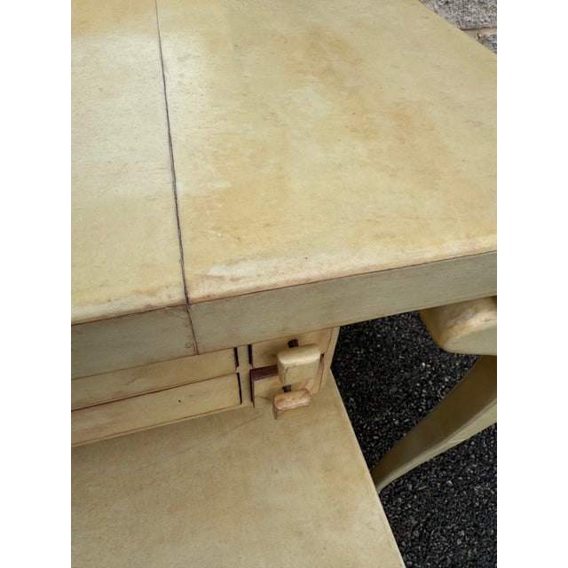 Late 20th Century French Cream Vanity Table With Mirror and Matching Bench, 2 Pieces For Sale - Image 12 of 15