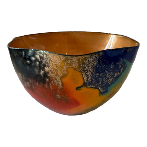 Vintage Copper Enamel Bowl by Sansone Studio