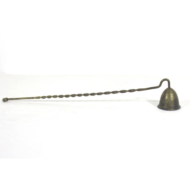 Vintage Etched Brass Candle Snuffer, Twisted Handle, Heavy Patina For Sale - Image 6 of 8