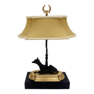 1980s Chelsea HouseThe Chelsea House Greyhound Desk Lamp-Left Facing Marble Base For Sale