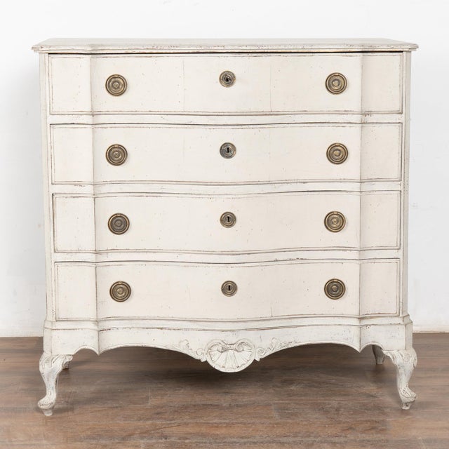 Rococo Late 18th Century White Painted Large Rococo Chest of Four Drawers, Denmark For Sale - Image 3 of 9