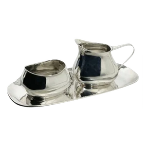 German Silver Cream Set by Gottlieb Kurz, 1910, Set of 3