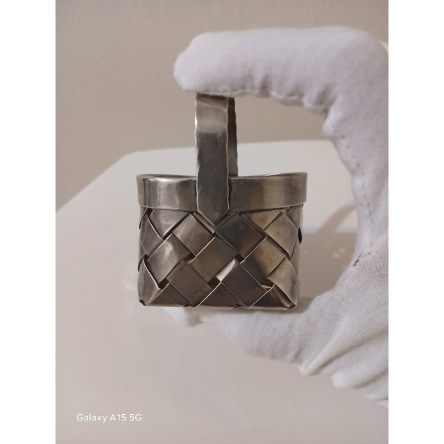 Mid 20th Century Cartier Sterling Silver Mini Hand Woven Basket For Sale - Image 5 of 10