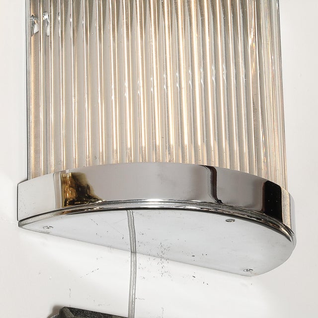Metal Art Deco Style Chrome & Glass Rod Sconces For Sale - Image 7 of 12
