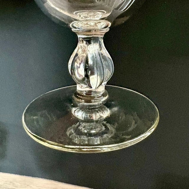 Vintage Queen Esther White Rose Pattern Goblets 5 1/2″ Tall - Set of 4 For Sale In Miami - Image 6 of 9