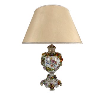 Baroque-Style Table Lamp from Sitzendorf Porcelain Factory, 1890s For Sale