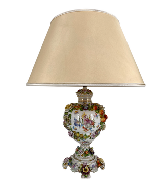 Baroque-Style Table Lamp from Sitzendorf Porcelain Factory, 1890s