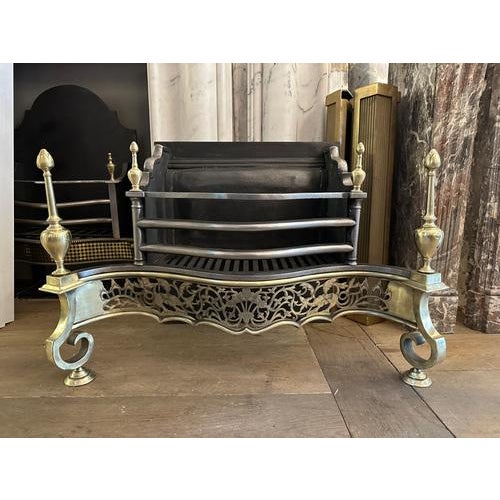 Hollywood Regency Antique English Regency Style Brass and Steel Fire Grate, 1880 For Sale - Image 3 of 14