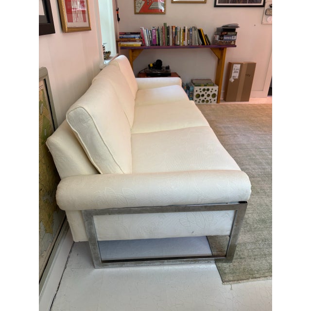 1960s 1960s Chrome Couch With Quilted Fabric in the Style of Milo Baughman For Sale - Image 5 of 10