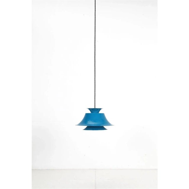 Mid-Century Modern Blue Danish Hanging Lamp by Erik Balslev for Fog & Mørup, 1970s For Sale - Image 3 of 18