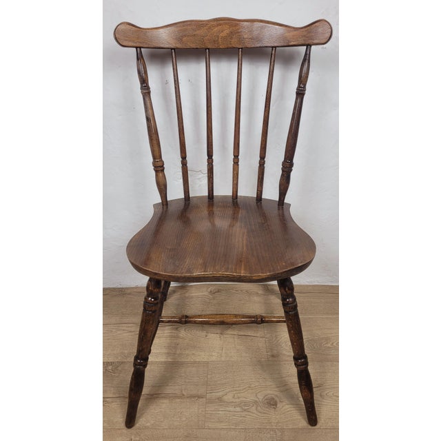 Vintage English Elm Spindle Back Kitchen Chair, 1970 For Sale - Image 10 of 15