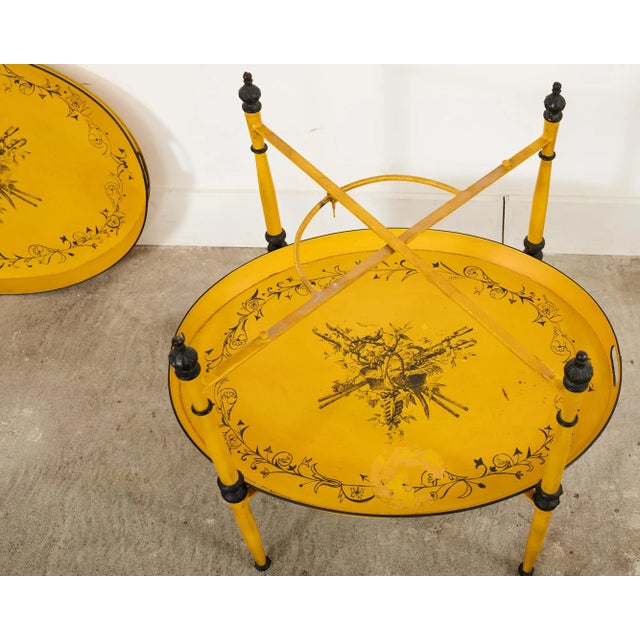 Country French Provincial Style Two-Tier Tole Tray Table For Sale - Image 11 of 12