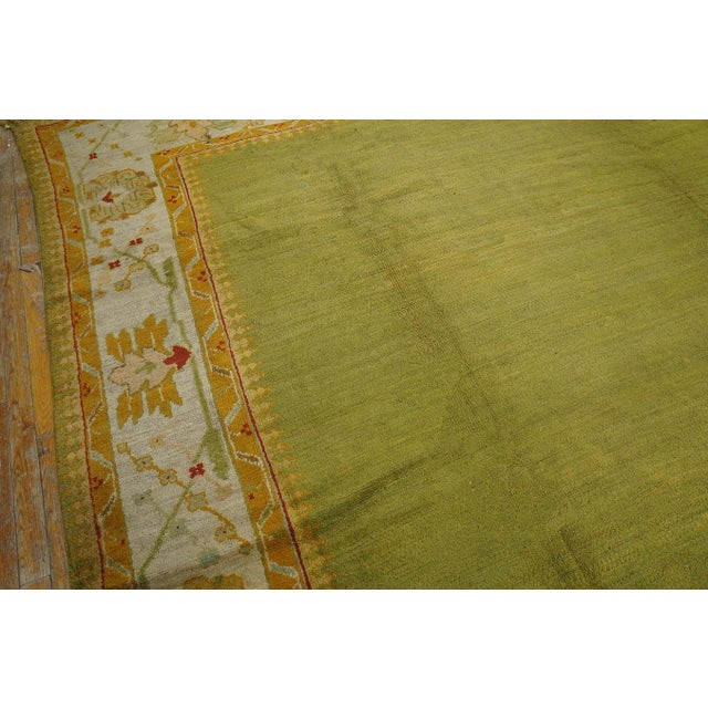 Decorative Green Color & Ivory Border Allover Pattern Antique Turkish Oushak Rug For Sale - Image 11 of 12