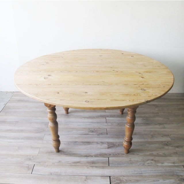 Traditional Scrubbed Pine Circular Dining Table | Chairish