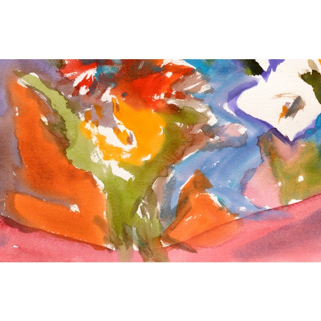 1980s Vintage Abstracted Still Life With Calla Lilies and Birds of Paradise by Les Anderson For Sale - Image 5 of 5
