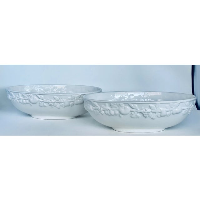 Vintage Portuguese Blanc De Chine Ceramic Oval Decorative Bowls- a Pair For Sale - Image 11 of 11