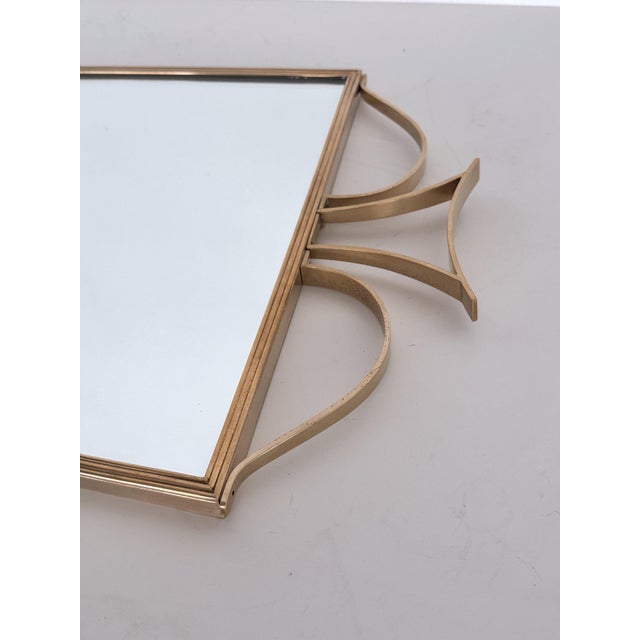 Mid-Century Italian Wall Mirror with Brass Frame and Decor, 1970s For Sale - Image 14 of 17
