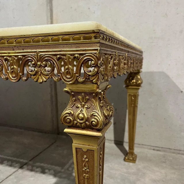 Brass and Marble Living Room Table For Sale - Image 3 of 13