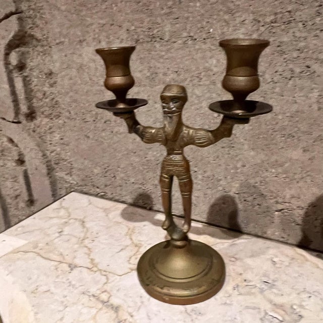 Antique Brass Double Candlestick Holders, Early 20th Century For Sale - Image 4 of 10