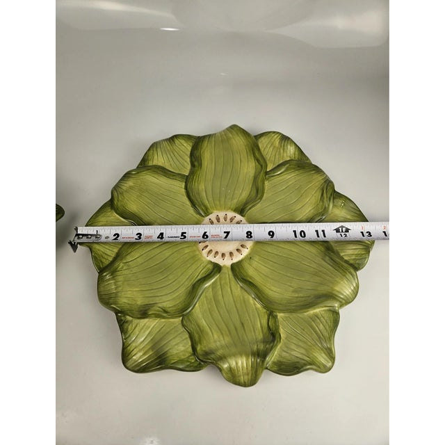 Bring the beauty of spring to your table with this stunning **set of 4 Vintage MCM Ambiance Daffodils Sculptural Green...