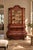 Dutch Baroque Style, Large Bombe Bookcase or Storage Cabinet, Burr Walnut, Glass, Brass, England, 1940s An impressive...