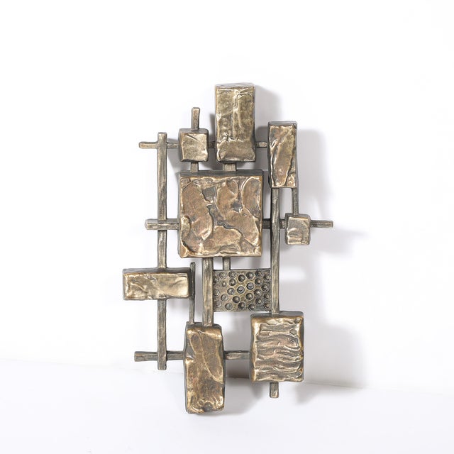 Mid-Century Brutalist Wall Sculptures in Textural Cubist Forms by Syroco For Sale - Image 9 of 12