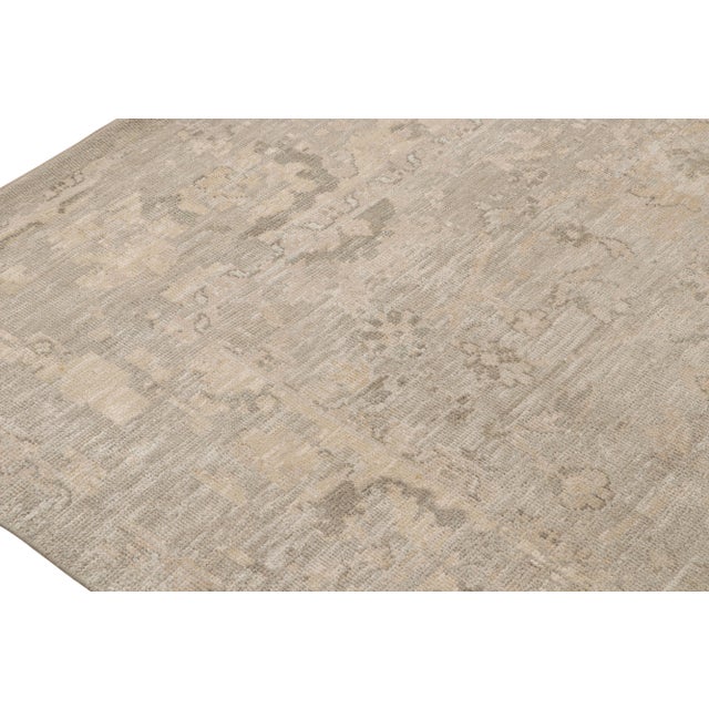 Rug & Kilim’s Oushak Style Rug in Gray and Beige With All Over Floral Pattern For Sale In New York - Image 6 of 7