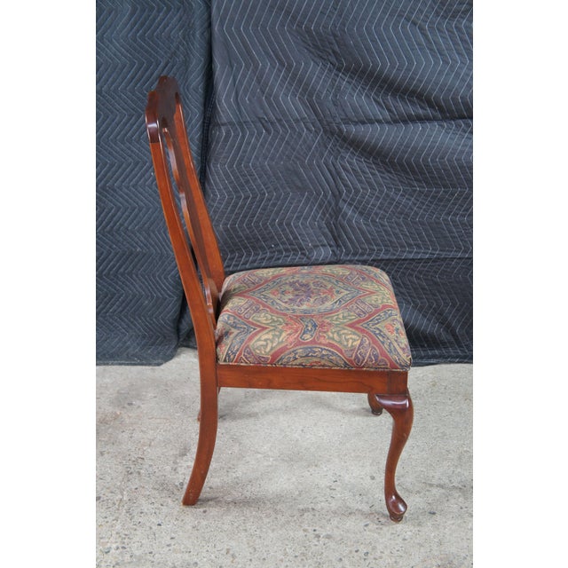 Brown 6 Vintage Harden Queen Anne Style Solid Cherry Dining Chairs Set For Sale - Image 8 of 13