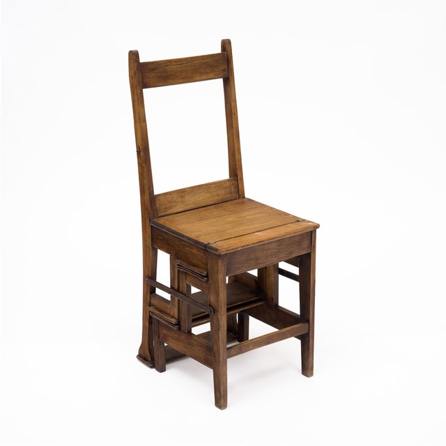 French Antique, French Foldable Steps/Chair, Wooden For Sale - Image 3 of 9