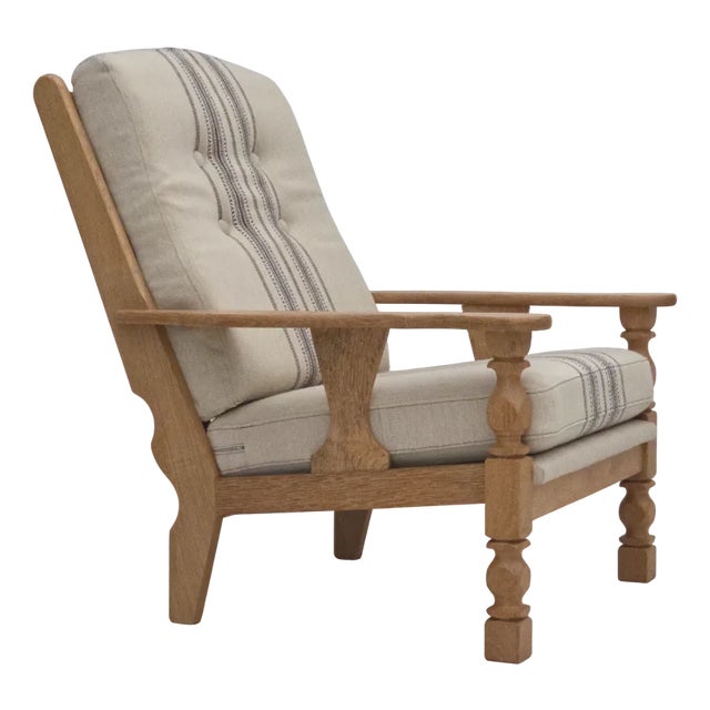 Vintage Danish Armchair in Furniture Wool and Oak, 1970s For Sale