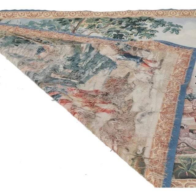 Large Vintage French Hand-Woven Colorful Tapestry For Sale - Image 9 of 12