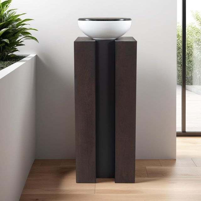 Brown Bertoia Black Wooden Display Pedestal- Short For Sale - Image 8 of 10
