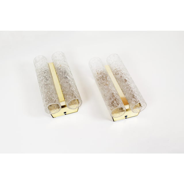 Wall Lamps in Brass Plated Metal and Glass from Doria Leuchten, 1970s, Set of 2 For Sale - Image 3 of 9