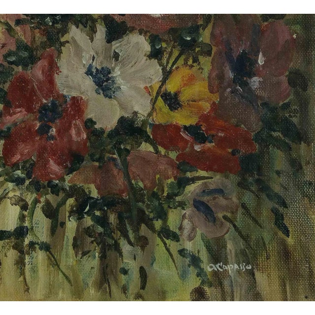 Flowers is an original modern artwork realized by Andrea Capasso in the late 20th century. Mixed colored oil painting on...