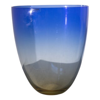 Large Postmodern Blue Murano Vase from Alfredo Barbini, 1990s For Sale