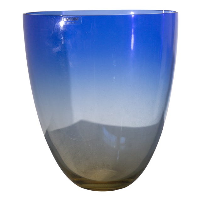 Large Postmodern Blue Murano Vase from Alfredo Barbini, 1990s For Sale