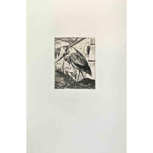 Félix Bracquemond, Les Cigognes, Etching, 1870s For Sale