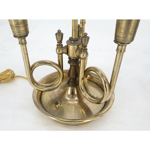 Pair of Unusual Brass Shades Brass Bases Bouillotte Table Lamps MINT! For Sale - Image 10 of 15
