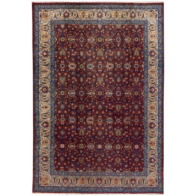 1960s Vintage Persian Tabriz Handmade Red Floral Wool Rug For Sale - Image 5 of 5