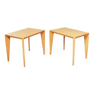Mid Century Modern Side Tables or End Tables Blonde With Laminate Tops a Pair For Sale