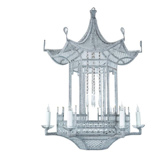 Custom-Made, "Venezia" Beaded Pagoda Chandelier For Sale