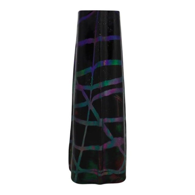 This antique Austrian Palme Konig art glass vase, dating to approximately 1910, features a distinctive tapered form. The...