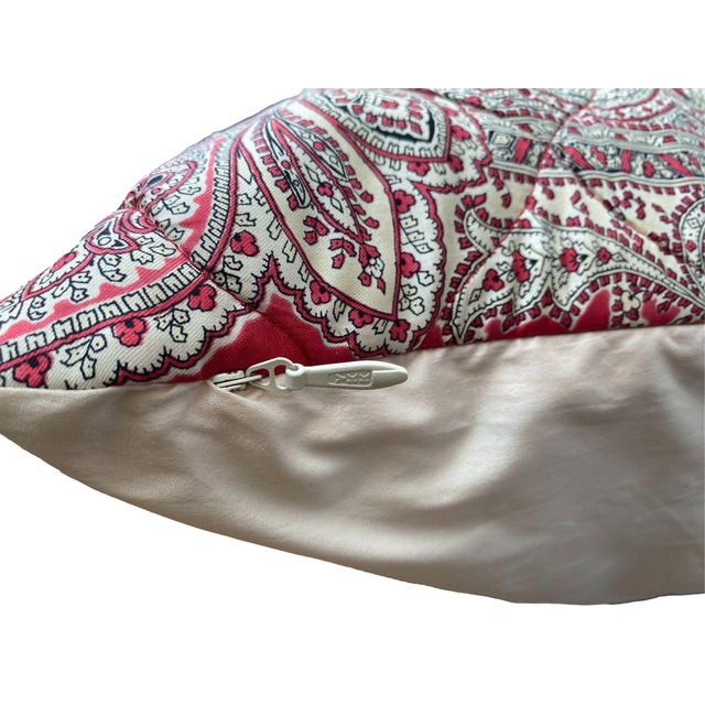 This Vintage (circa 1960's) silk twill scarf is a beautiful pink and red paisley pattern which has been quilted and turned...