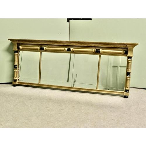 Regency Triple Plate Gilt Mirror or Over Mantle The Regency carved Frame is a rectangular shape, it has decorative Gold...
