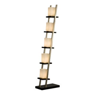 Escalier Floor Lamp 61" Espresso Wood & Brushed Nickel Modern Ladder Design by Michael Song For Sale