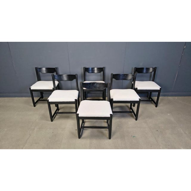 Vintage Black Wooden Dining Chairs, 1970s, Set of 6 For Sale - Image 13 of 15