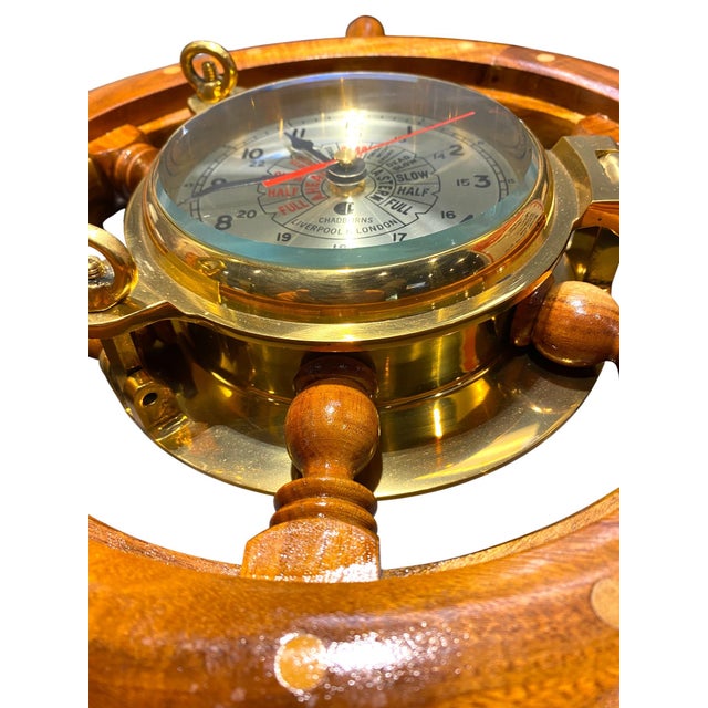 Late 20th Century Chadburns Liverpool & London Maritime Ship’s Wheel Clock With Brass Engine Order Dial For Sale - Image 5 of 12