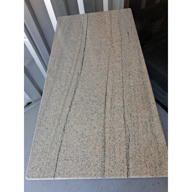 Cinnamon Vintage Victorian Lyre Base Foyer Console Table With Granite/Marble Top For Sale - Image 8 of 12