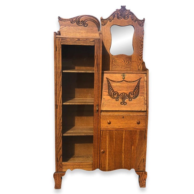 1940s Victorian Larkin Oak Side by Side Bookcase Secretary Desk Chairish